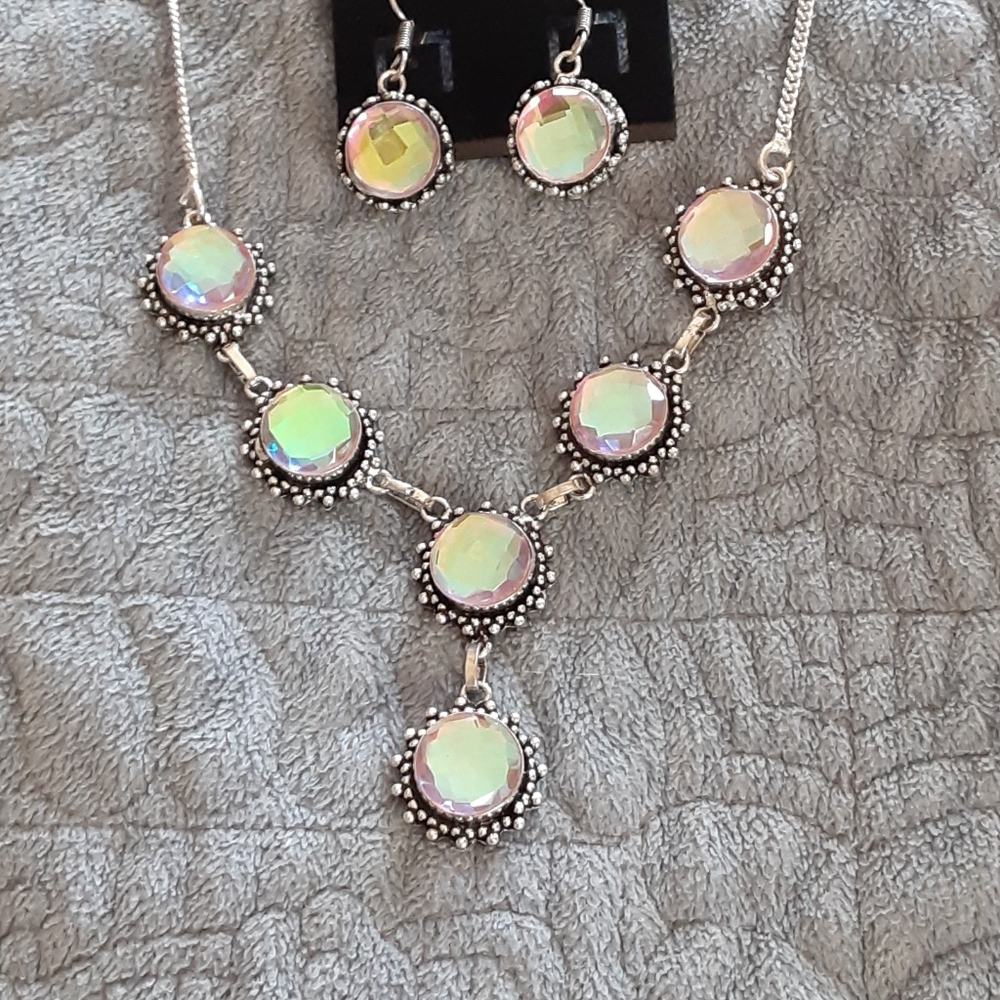 Rainbow topaz necklace